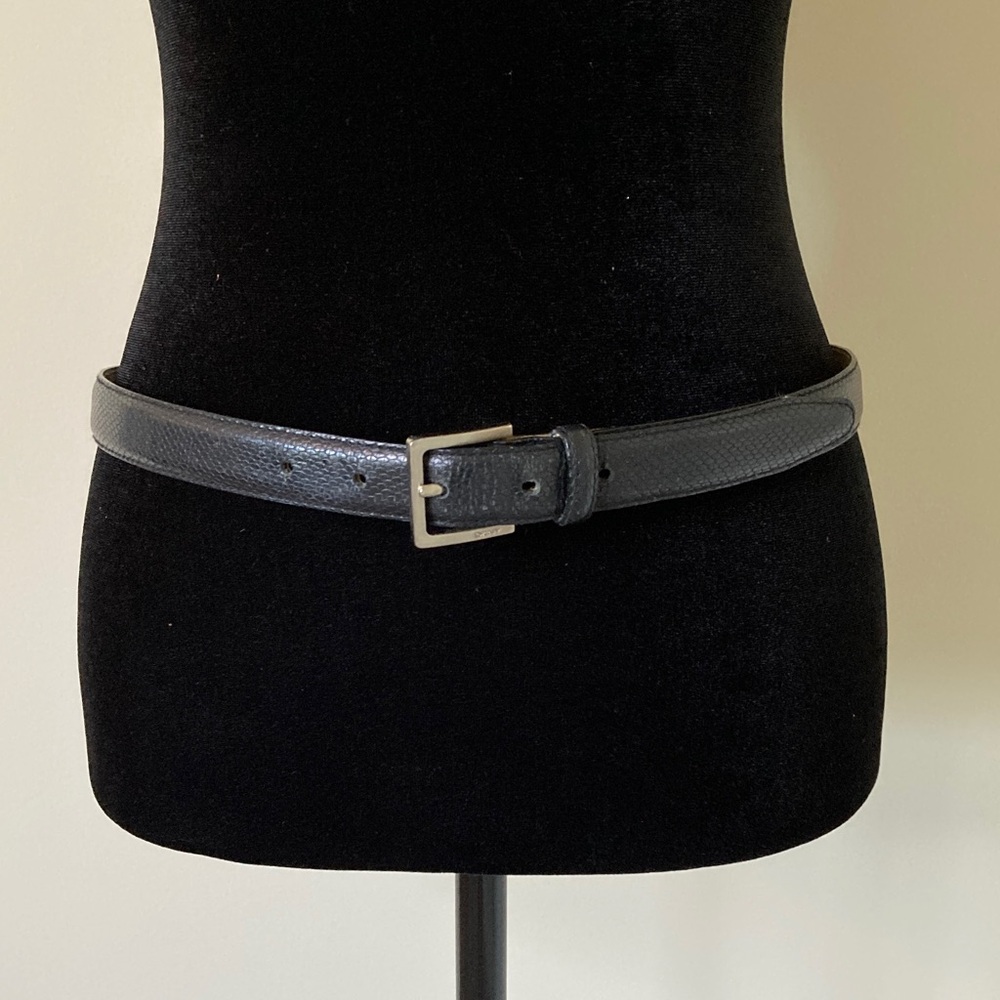 DKNY Womens Elegant Black‎ Leather Snake Look Belt Size Large Classic